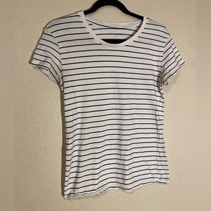 Brandy Melville Black & White Striped Short Sleeve Tee